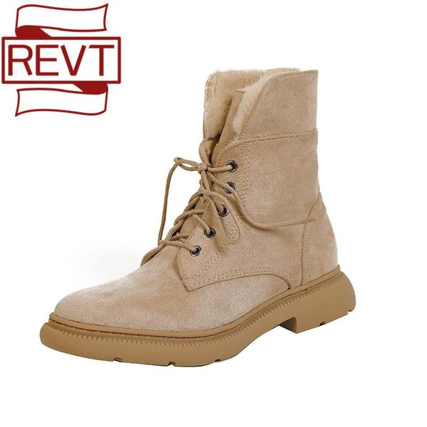 

boots revt 41 42 43 winter women shoes solid flat plush warm snow female platform ankle lady casual home, Black