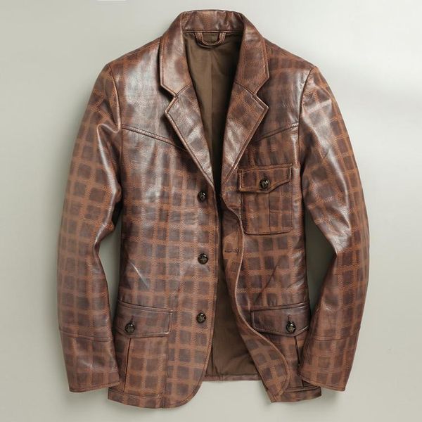 

men's leather & faux sheepskin casual suit jacket lapel rl fashion, Black