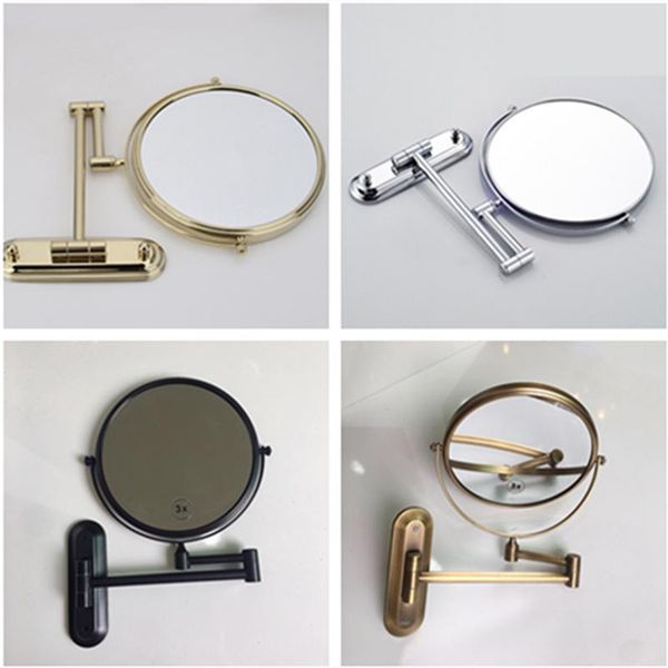 

mirrors wzly bathroom antique/chrome 360 rotate round makeup mirror 3x magnifying folding shave 8 inches
