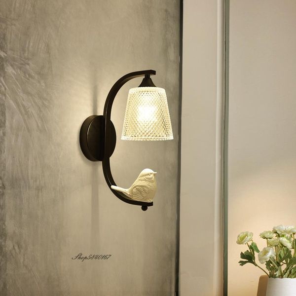 

wall lamps nordic bird lamp sconce lights black iron decor living room decoration creative bedroom beside light fixture