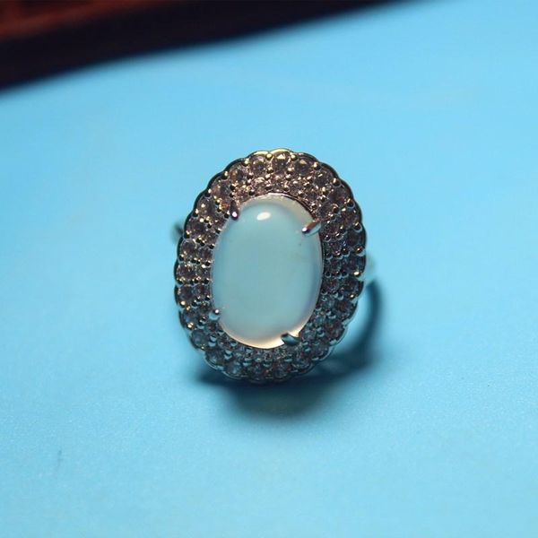 

cluster rings [ factory direct sale] fashion jewelry classic seachalcedony silver plating ring for women high fluorescing, Golden;silver