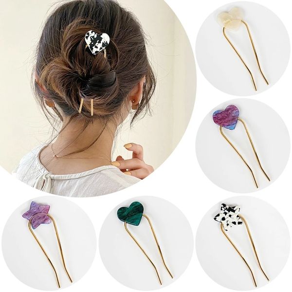 

japanese style metal alloy u-shape hair clip for women girls vintage hair sticks headwear hairpin lady hair accessories, Golden;silver