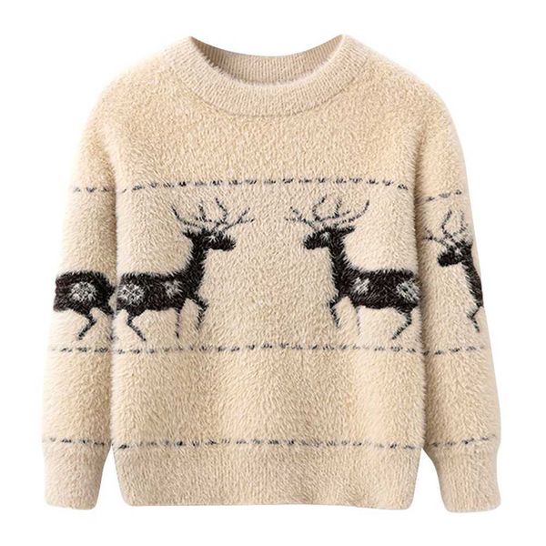 

autumn winter fawn printed sweaters for boys and girls y1024, Blue