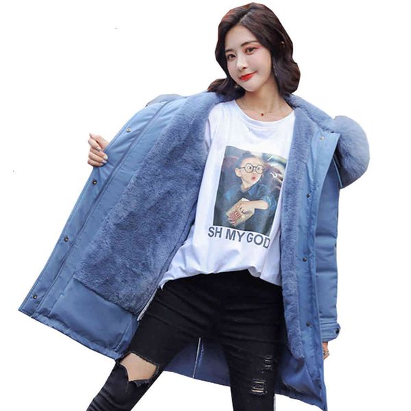 

women's down & parkas women winter coat slim long sleeve thick solid hooded big jacket high wool parka, Black