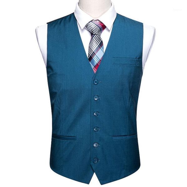 

men's vests barry.wang mens blue solid waistcoat blend tailored collar v-neck 3 pocket check suit vest tie set formal leisure md-2311, Black;white