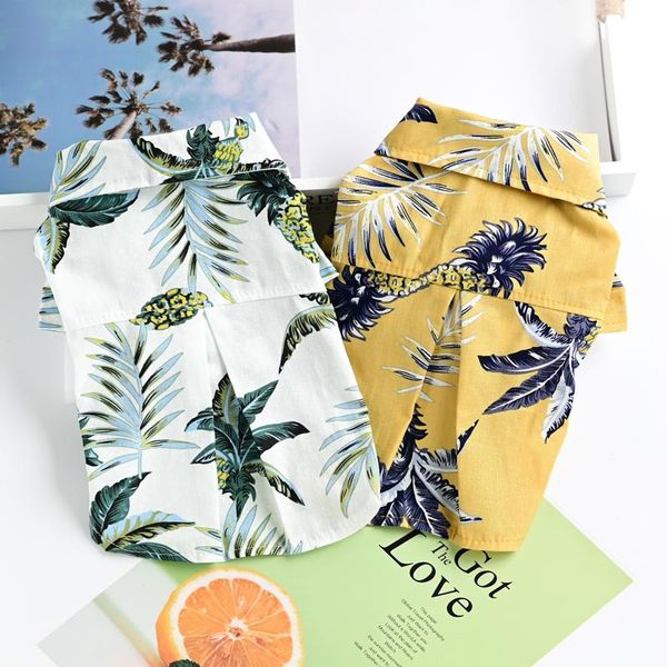 

puppy dog summer pure cotton shirts hoodies fashion plant print dogs clothes for small pet poodle chihuahua outfits t-shirts apparel