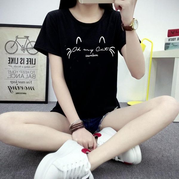

women's t-shirt 2021 plus size summer fashion short-sleeved bottoming shirt woman tshirts, White