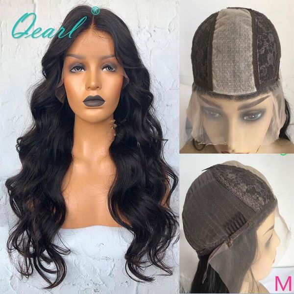 

body wave silk wig fake scalp 2x5 human hair lace wigs deep long parting brazilian remy 150% 180% density qearl1, Black;brown