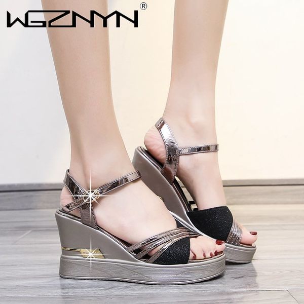 

women sandals summer fashion outdoor wedge sandals open toe fish head fashion platform high heels women shoes zapatos de mujer, Black