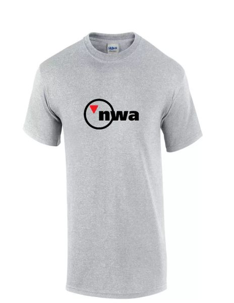 

nwa north west airlines us aviation black red logo sport gray cotton t-shirt, White;black