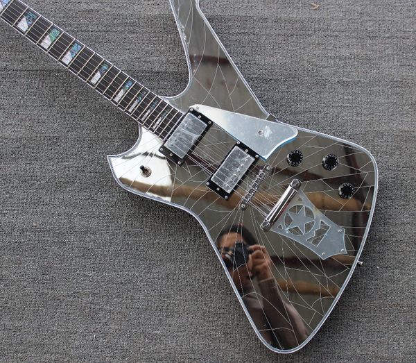 

crack mirror wash iceman paul stanley signature electric guitar abalone block inlay, star shape tailpiece