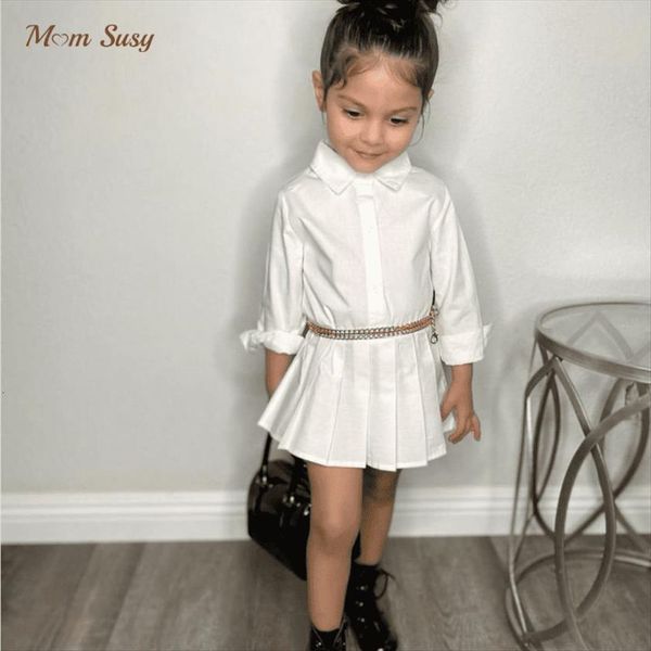 

fashion baby girl cotton shirt dress long infant toddler white dot pattern blouse summer autumn spring outfit clothes 1 10y, White;black