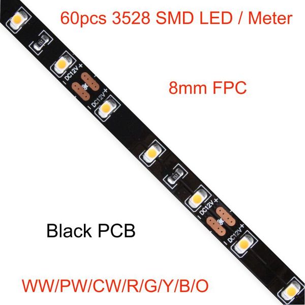 

strips 5m a roll/ lot, led 3528 strip light, 60pcs per meter, 12v, black pcb board