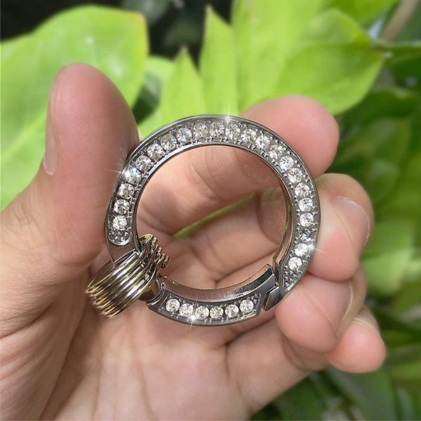 

keychains key chain accessories keychain car pendant holder self defense women ring bling for girls, Silver