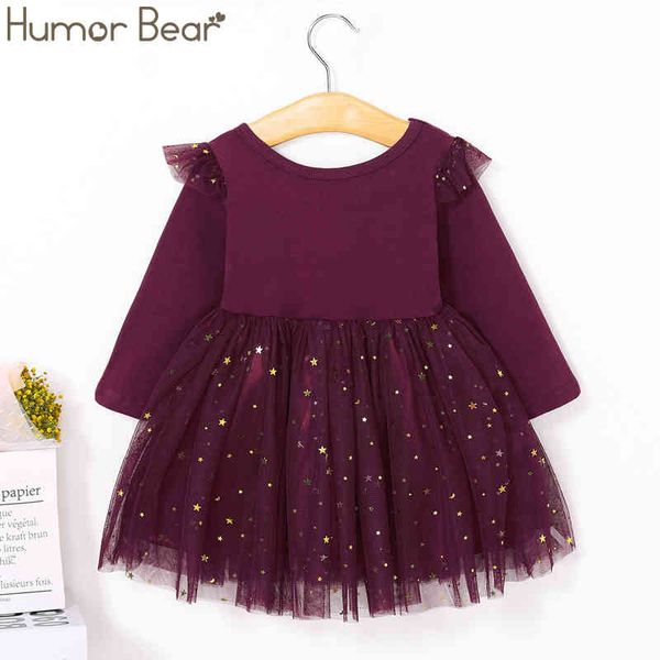 

girl's dresses humor bear sping autumn brand kids lace long sleeve star party princesses baby girls dress c0223, Red;yellow