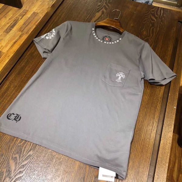 

chrome/hearts crosin fashion 2021 new summer crosin short sleeve brand t-shirt men and women sanskrit horseshoe print cross couple, White;black