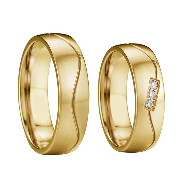 

wedding rings gold color titanium stainless steel men jewelry alliances anniversary engagment band couple for women, Slivery;golden