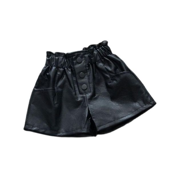

black bow shorts leather pants girls baby spring 2021 p4344
