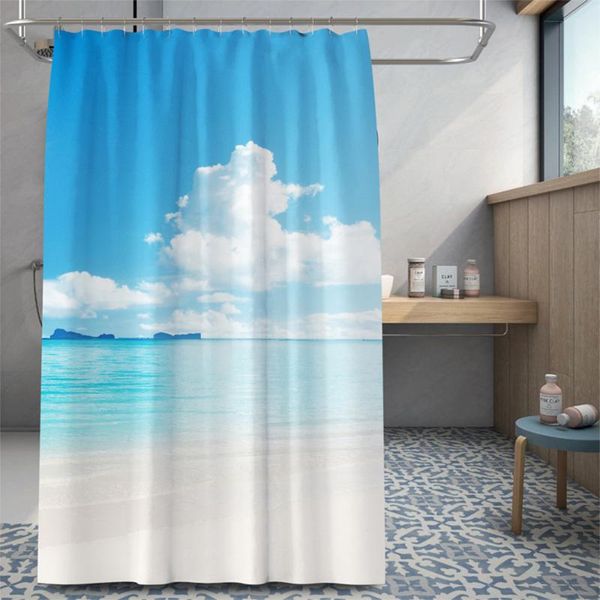 

shower curtains coastal beach printed bath curtain seascape machine washable bathroom waterproof screen home decor