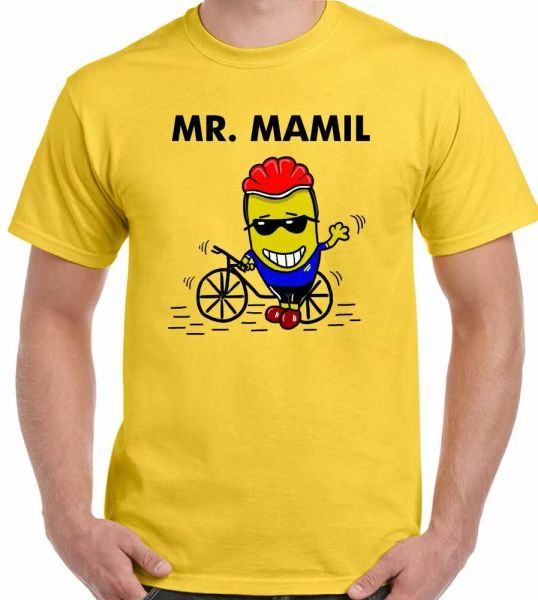 

Bicycle T-SHIRT Mr. MAMIL Mens Funny Fathers Day Gift Mountain Bike BMX MTB, White;black