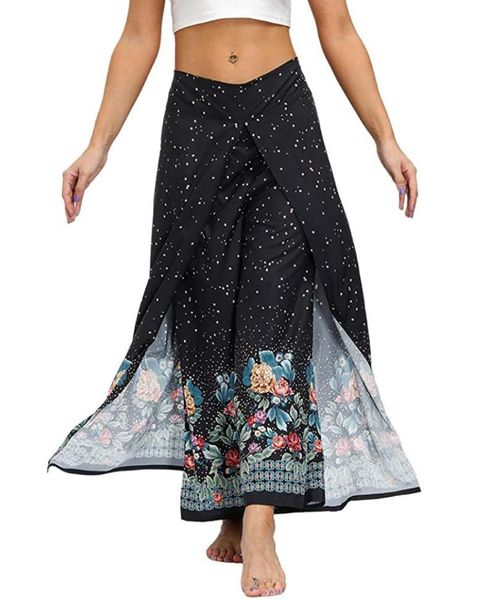 

yoga outfit women's pant boho palazzo slit wide leg sports beach pants hippie bohemian pilate