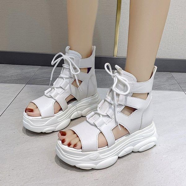 

sandals leisure faltform for women 2021 summer peep toe high heels sports female shoes fashion roman flat, Black