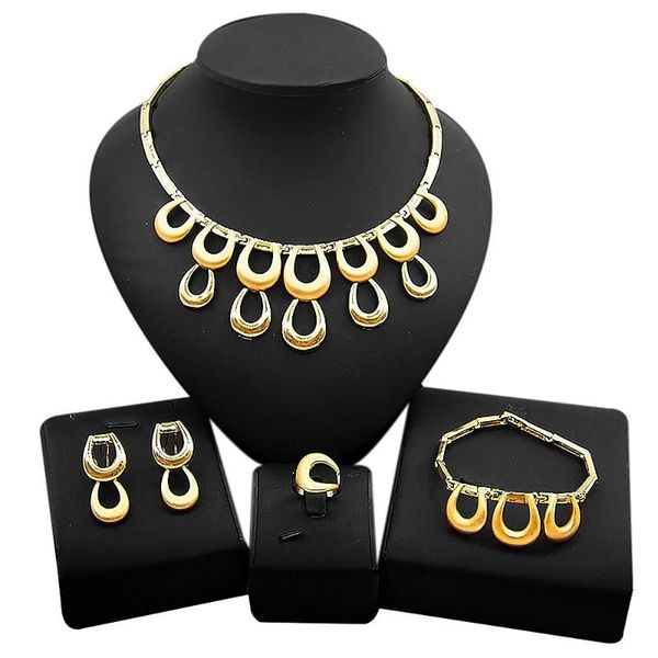 

earrings & necklace yulaili african jewelry sets alloy charm stud bracelet ring ethiopian jewellery parure wholesale, Silver