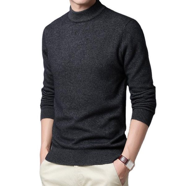 

men's sweaters imitation cashmere autumn winter men sweater woolen half turtleneck youth slim bottoming clothing solid, White;black