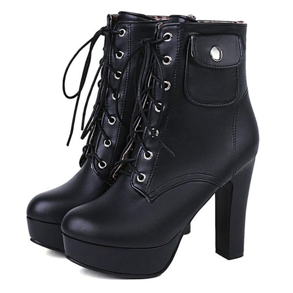 

boots gigifox black pink red fashion winter shoes big size 43 elegant cool platform high heels lace up ankle booties