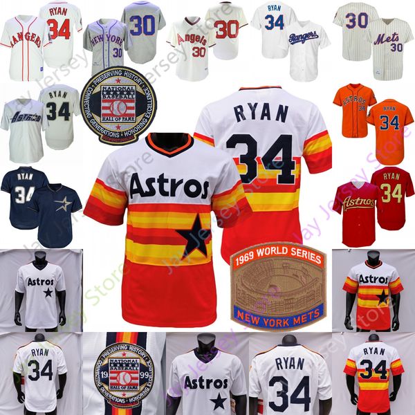 

nolan ryan 1969 ws patch 1999 hall of fame patch 1973 cream cooperstown navy orange fans pullover player rainbow white grey turn back, Blue;black