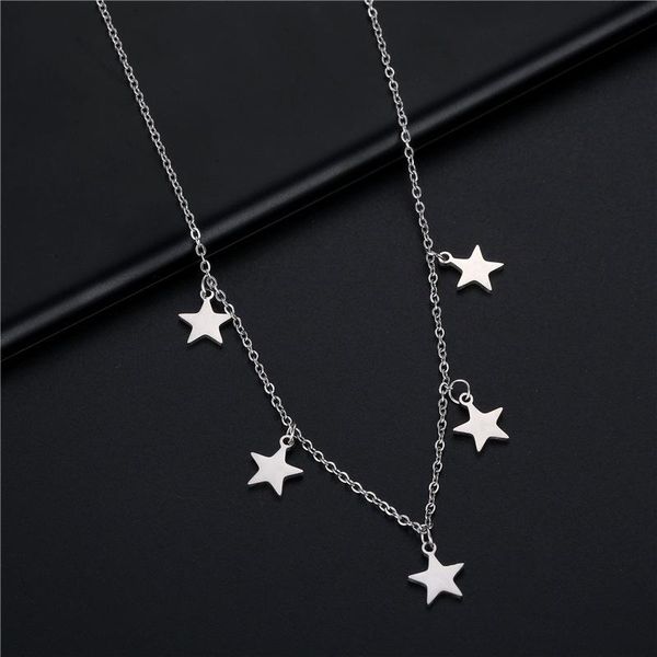 

pendant necklaces stainless steel silver color star party women's necklace fashion female pentagram choker ladies jewelry gifts