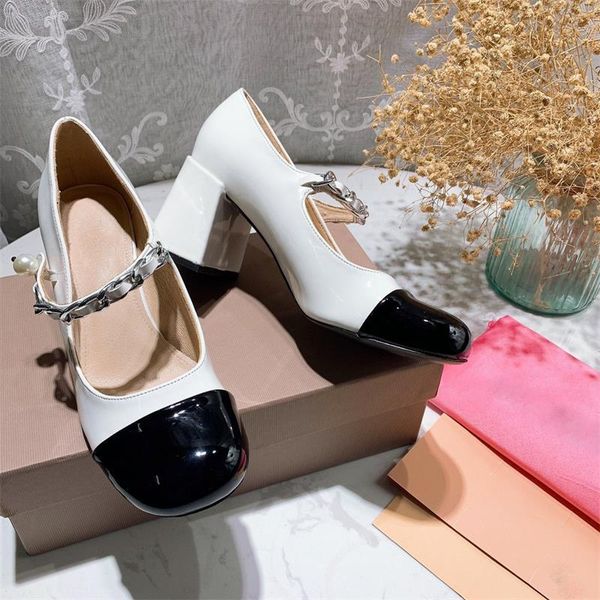 

80% off shoes autumn women high heels pumps janes square toe shallow sweet ladies shoes with pearl buckled sapato feminino, Black