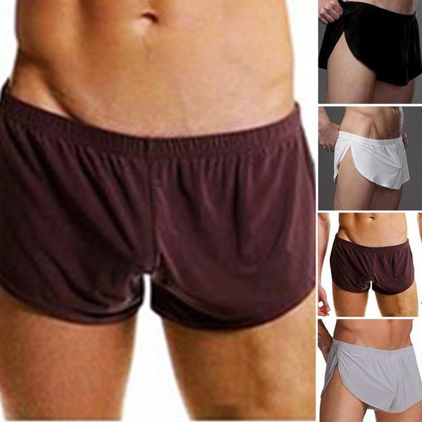 

underpants men's underwear soft boxer breathable cotton male panties seamless underpant trunk jockstrap side split briefs, Black;white