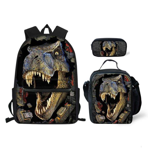 

designer schoolbagdinosaur 3d print school bag set backpacks for boys girls orthopedic satchel schoolbag children kids book bags mochila esc