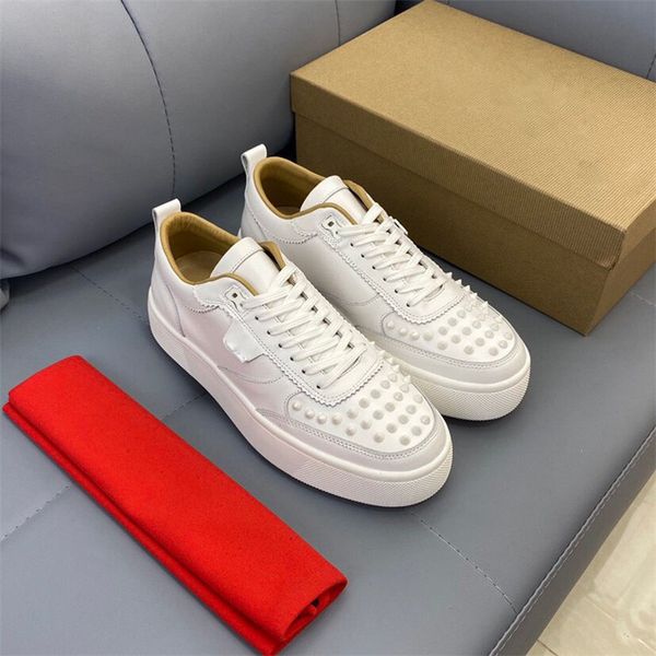 

red bottom designer shoes men women sneakers luxurys spikes trainers black blue white leather sneaker party wedding platform shoe with box