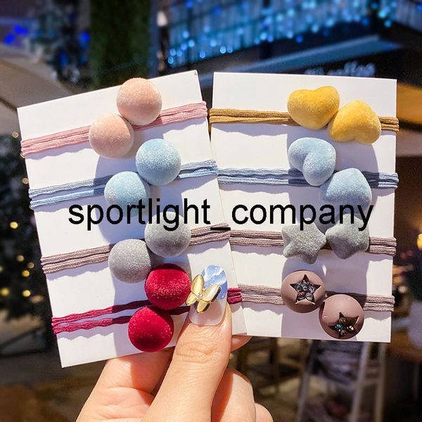 

2022 2 pcs/set children cute colors love star ball elastic hair bands girls lovely sweet barrettes hairpins kids hair accessories, Slivery;white