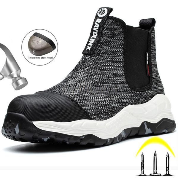

2022 work shoes sneakers men winter safety boots male indestructible work boots steel toe man safety shoes footwear plus size 49, Red;white