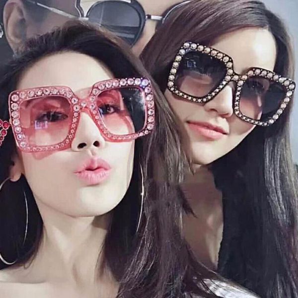 

sunglasses diamond women square sun glasses designer crystal frame rhinestone eyewear oculos goggles fashion, White;black