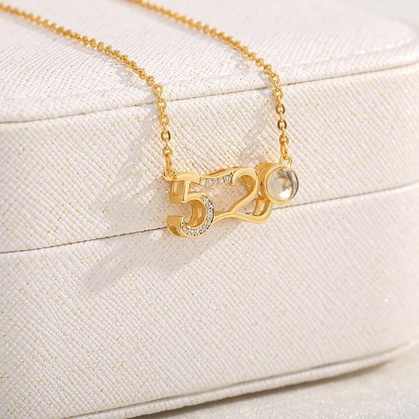 

pendant necklaces trendy woman projection necklace 100 languages i love you 520 valentine's day stainless steel jewelry wedding bff, Silver