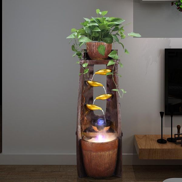 

resin water fountain garden decor gold leaf lucky fengshui decorative decorations