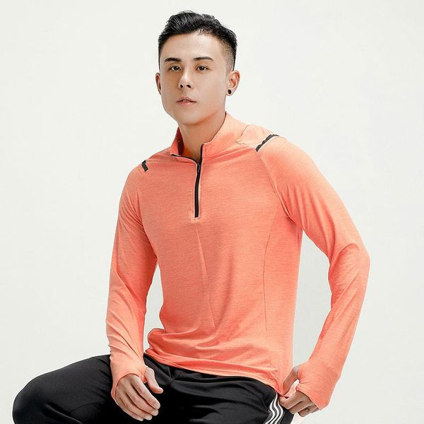 

men's t-shirts quick dry shirt long sleeve spring summer thin bodysuit sports leader student youth korean running fitness half zipper t, White;black