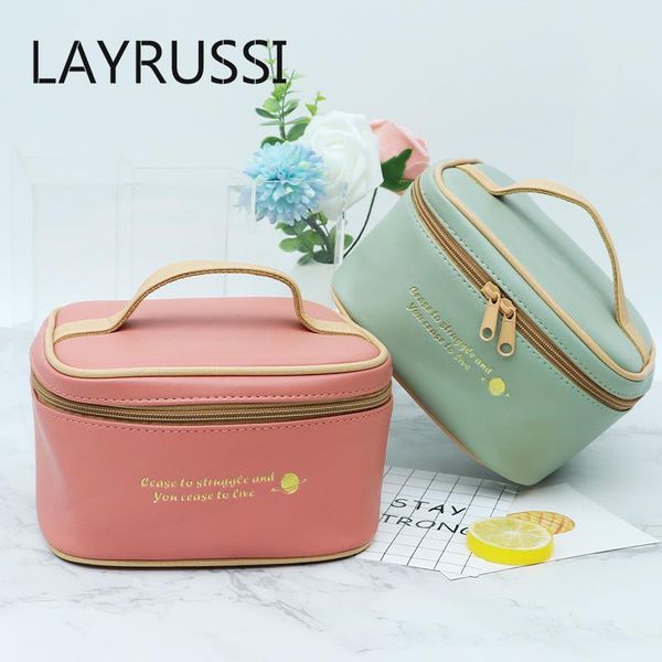 

cosmetic bags & cases layrussi leather bag ladie portable make up travel toiletries waterproof storage zipper female beauty
