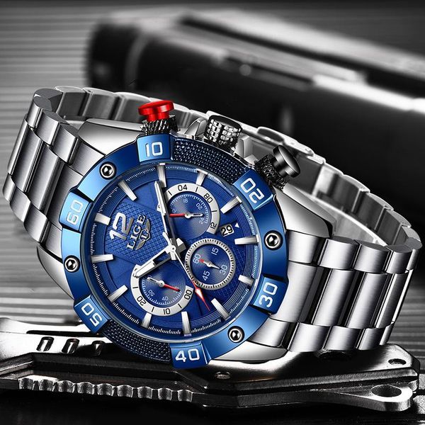 

wristwatches 2021 watches mens lige sports waterproof watch for men luminous chronograph relogio masculino, Slivery;brown