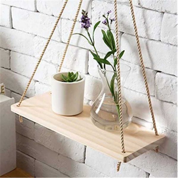 

decoration simple design shelvespremium wood swing hanging rope wall mounted shelves plant flower pot rack indoor outdoor home f other decor