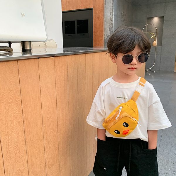 

boys girls cartoon purse fashion baby children cute animal duckling wallet kids casual chest bags slung small crossbody bag f374, White