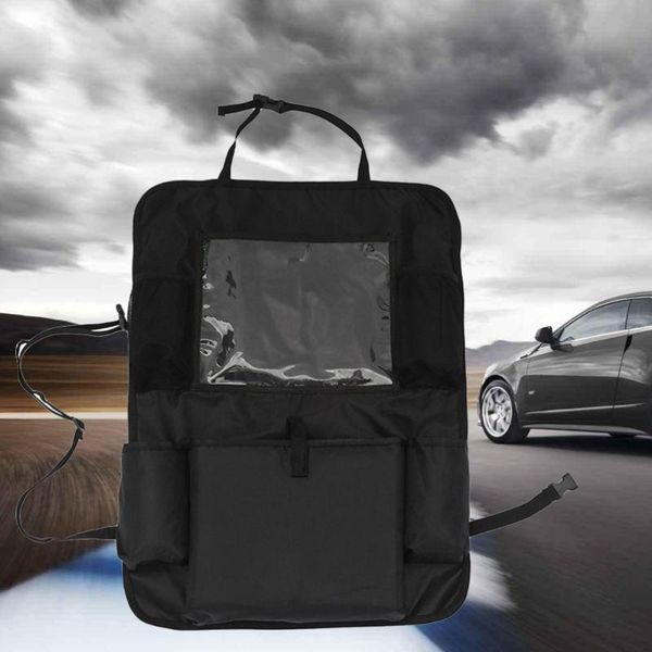 

car organizer backseat multifunctional travel storage bag seat cover with mesh bags(black)