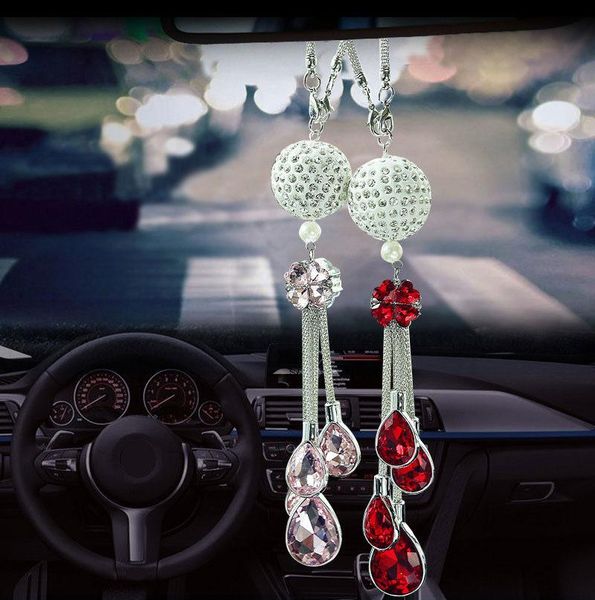 

interior decorations car styling rearview mirror pendant metal crystal ball diamond decoration suspension gift assessoires