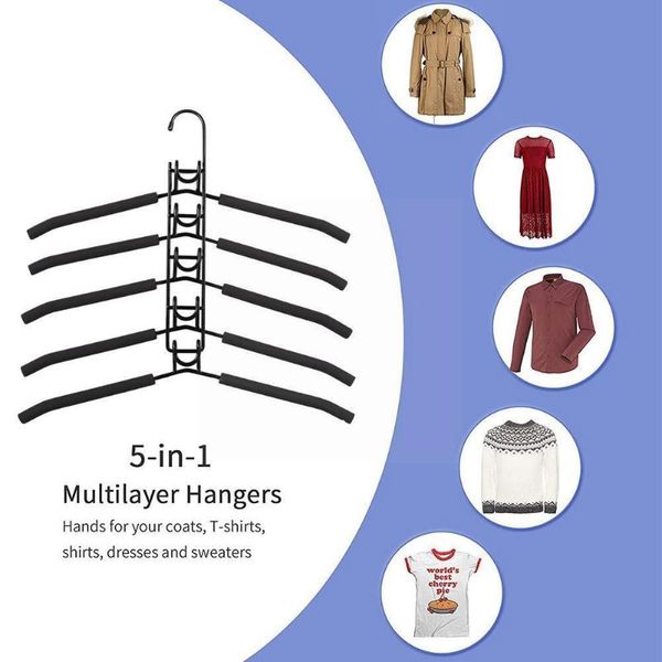 

hangers & racks space-saving wardrobe hanger multi-layer clothes storage hanging metal coat foldable organizer rack sweater support b9h0