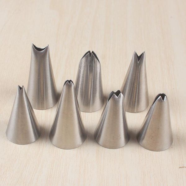 

baking & pastry tools 7pcs/set nozzle silver cookies supplies cakes decoration set 304 stainless steel fondant decor leaf shape kitchen gadg
