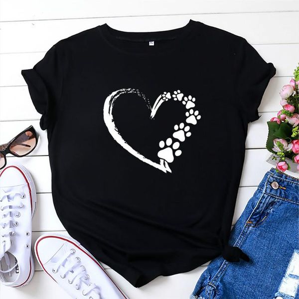 

women's t-shirt nclagen sweet heart print women aesthetic t-shirts 2021 fashion harajuku casual short sleeve o neck matching clothing t, White